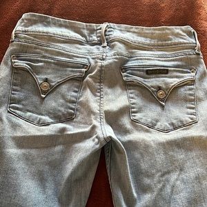 Low Rise crop cut Hudson light blue jeans.